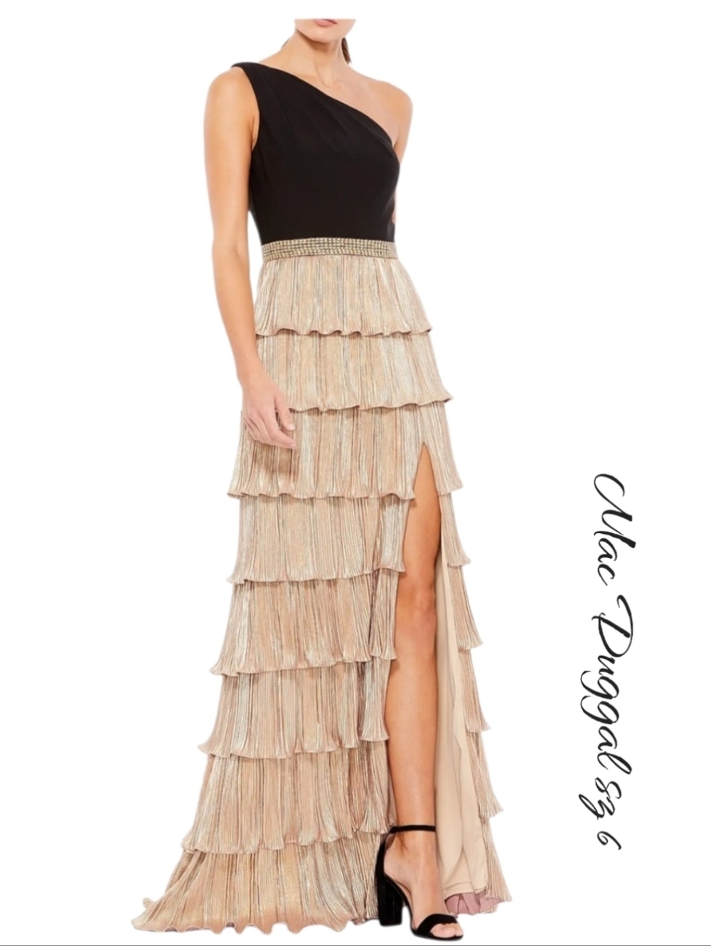 Mac Duggal Ieena 26541 One Shoulder Ruffle Gown NWT 6